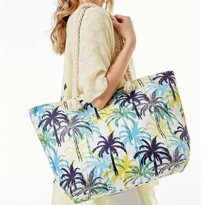 Tropical Palm Tree Print Beach Bag Tote